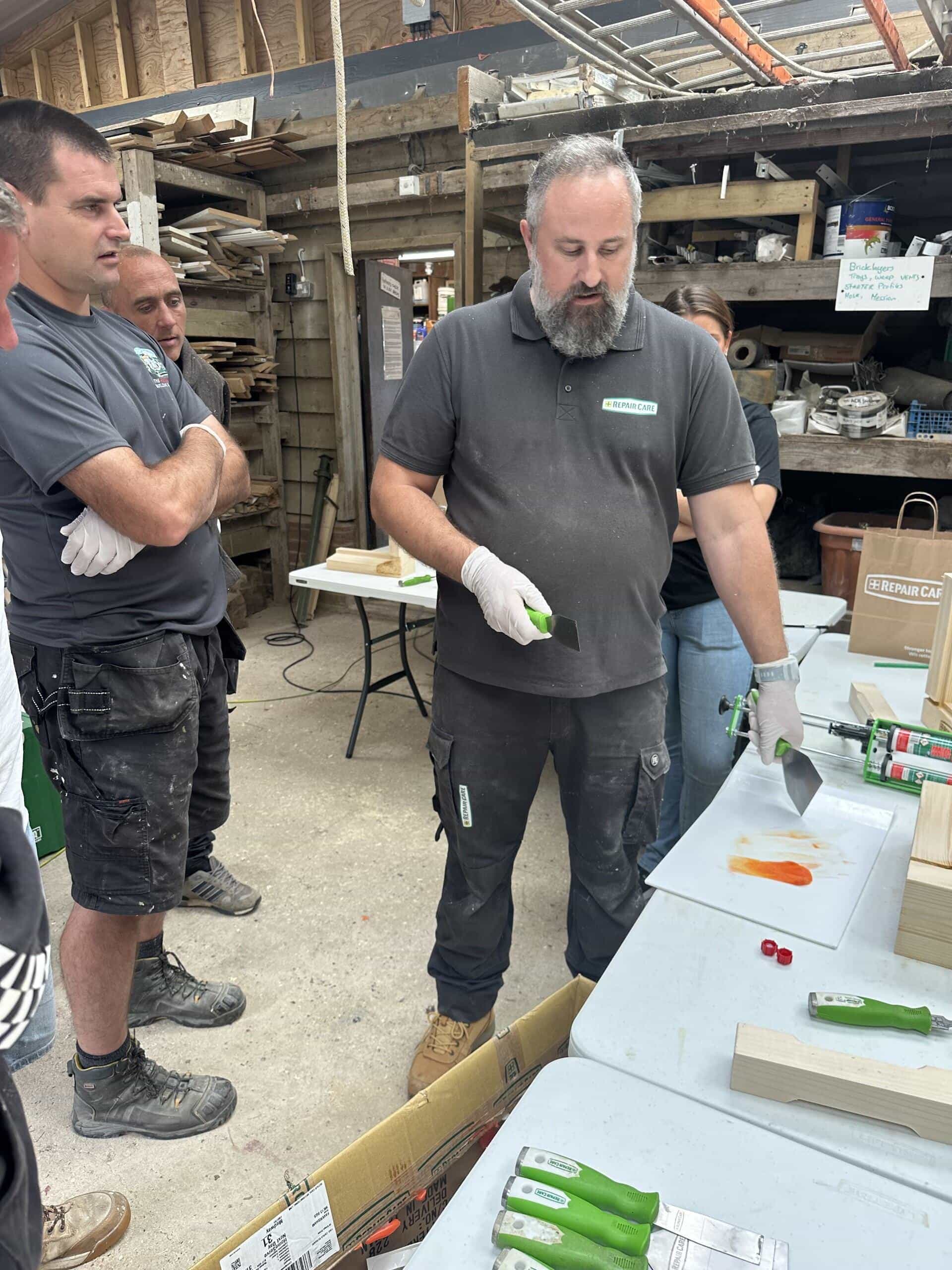 Our Repair Care Trained professionals have great knowledge in the Repair Care working methods, The 7 Steps to durable repairs, wood knowledge and characteristics of timber.